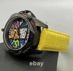 Invicta Men Limited Ed 43mm Romero Britto Tri-Colored Glass Watch 5 Color Straps