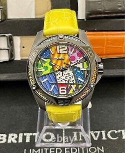 Invicta Men Limited Ed 43mm Romero Britto Tri-Colored Glass Watch 5 Color Straps