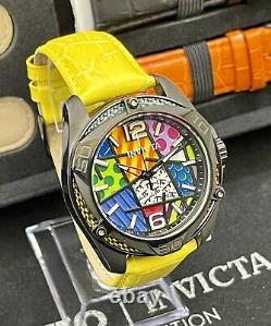Invicta Men Limited Ed 43mm Romero Britto Tri-Colored Glass Watch 5 Color Straps
