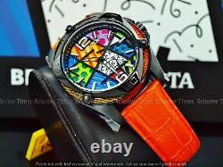 Invicta Men's 43mm Limited Ed Romero Britto Tri-Colored Glass Fiber Orange Watch