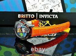 Invicta Men's 43mm Limited Ed Romero Britto Tri-Colored Glass Fiber Orange Watch