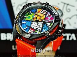 Invicta Men's 43mm Limited Ed Romero Britto Tri-Colored Glass Fiber Orange Watch