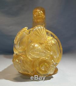Italian Barovier Murano Gold Glass Cornucopia Circa 1950