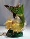 Italian Murano Seguso Vetri D'arte Ruby & Green Glass Double Fish Figure Lamp