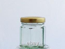 Jam Marmalade Honey Wedding Favour Mini Glass Hexagonal Jar 1.5oz 45ml with Lids