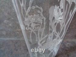 Jarmila Mucha Plockova limited edition engraved glass vase'Les Bleuets