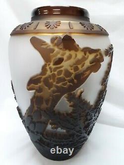 Kelsey Murphy Pilgrim Cameo Glass Sunset Giraffe 12 Vase Ltd Ed Signed/Dated