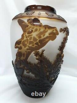 Kelsey Murphy Pilgrim Cameo Glass Sunset Giraffe 12 Vase Ltd Ed Signed/Dated