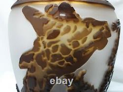 Kelsey Murphy Pilgrim Cameo Glass Sunset Giraffe 12 Vase Ltd Ed Signed/Dated