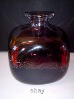Kosta Atelye Studio Vintage Goran Warff Art Glass Block Vase Ltd Edition 83/126