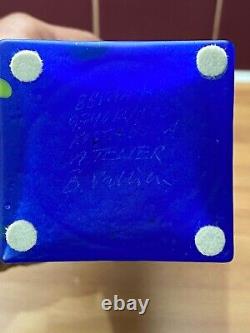 Kosta Boda Square Large Blue Confetti Vase Bertil Vallien Signed Limited Edition