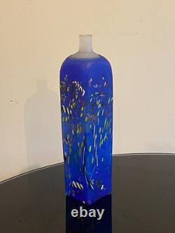 Kosta Boda Square Large Blue Confetti Vase Bertil Vallien Signed Limited Edition