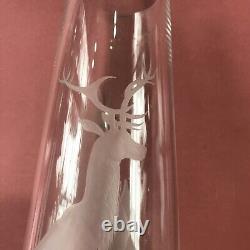 LIMITED EDITION Of SEVEN CAITHNESS GLASS TAPERING VASE ETCHED STAG SCOTLAND 1972