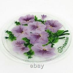 LIMITED EDITION Peggy Karr PETUNIA 11.25 Round Plate Flower Fused Glass MIB