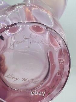 LIMITED EDITION Pink Opalescent Basket Hand Painted Olmstead George Fenton #2838