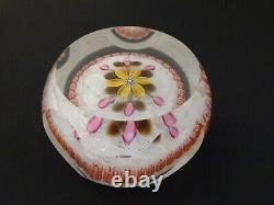 LMT ED 1998 Perthshire PP47 Lampwork Flower Latticino Faceted Glass Paperweight