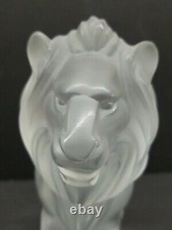 Lalique Bamara Seated Lion Frosted Crystal Glass Sculpture Signed France