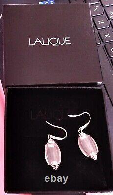 Lalique Earrings Limited Edition Frosted /clear Sterling Silver 925 Bnb