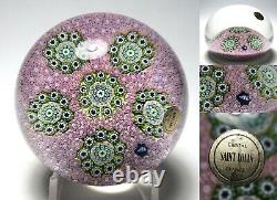 Large St. Louis 1972 Ltd Ed Pink Carpet Ground Paperweight Millefiori Clusters