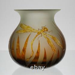 Limited Edition 21st Century Cameo Glass Dragonfly Vase by StanMir GR