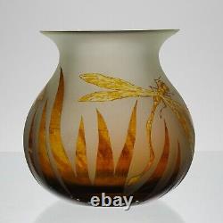 Limited Edition 21st Century Cameo Glass Dragonfly Vase by StanMir GR