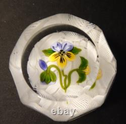 Limited Edition #49 Perthshire Glass Faceted Pansy Paperweight with Upset Muslin