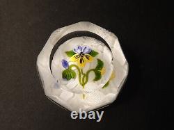 Limited Edition #49 Perthshire Glass Faceted Pansy Paperweight with Upset Muslin