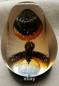Limited Edition Caithness Glass FACETED Paperweight Black Narcissus Colin Terris