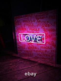 Limited Edition'Fragile Love' Neon Sign 20x20 Real Wall Glass Light Art Heart