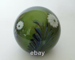 Limited Edition Okra Floral Green Glass Paperweight 2 5/8(6.5cms) Labelled