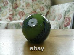 Limited Edition Okra Floral Green Glass Paperweight 2 5/8(6.5cms) Labelled