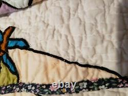 Limited Edition Quilt Floral & Dragonfly Stain Glass Style Full/Queen Sz