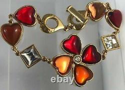 Limited Edition RARE 1980's Yves Saint Laurent Gripoix glass heart bracelet