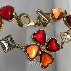 Limited Edition RARE 1980's Yves Saint Laurent Gripoix glass heart bracelet