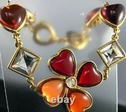 Limited Edition RARE 1980's Yves Saint Laurent Gripoix glass heart bracelet