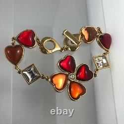 Limited Edition RARE 1980's Yves Saint Laurent Gripoix glass heart bracelet