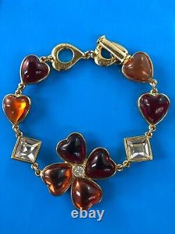 Limited Edition RARE 1980's Yves Saint Laurent Gripoix glass heart bracelet