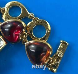 Limited Edition RARE 1980's Yves Saint Laurent Gripoix glass heart bracelet