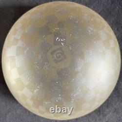 Limited Edition Studio Modernist Orange Checkered Frosted Art Glass Bowl