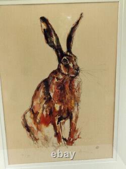 Limited Edition fine art painting ink & watercolor hare by aviva halter-hurn