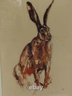 Limited Edition fine art painting ink & watercolor hare by aviva halter-hurn