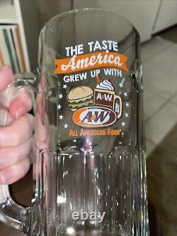 Limited edition A&W Root Beer Left Hand Dimpled Glass Mug Logo Heavy Thick Glass