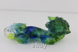 Liuli Chinese Pate-de-verre Glass FOO DOG Paperweight, Signed, Limited Edition