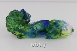 Liuli Chinese Pate-de-verre Glass FOO DOG Paperweight, Signed, Limited Edition