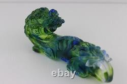 Liuli Chinese Pate-de-verre Glass FOO DOG Paperweight, Signed, Limited Edition