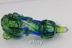 Liuli Chinese Pate-de-verre Glass FOO DOG Paperweight, Signed, Limited Edition