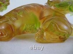 Liuligongfang Crystal Paté De Verre Glass Green Foo Dog Limited Edition 7