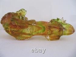 Liuligongfang Crystal Paté De Verre Glass Green Foo Dog Limited Edition 7