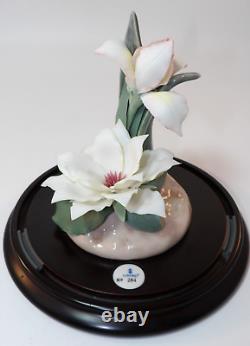 Lladro Flower Arrangement 1843 Serenade In White Ltd Ed + Glass Dome 1999 VGC