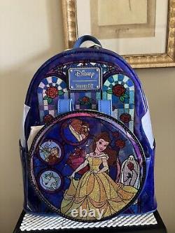 Loungefly Beauty and The Beast Stained Glass Backpack Limited Edition NWT